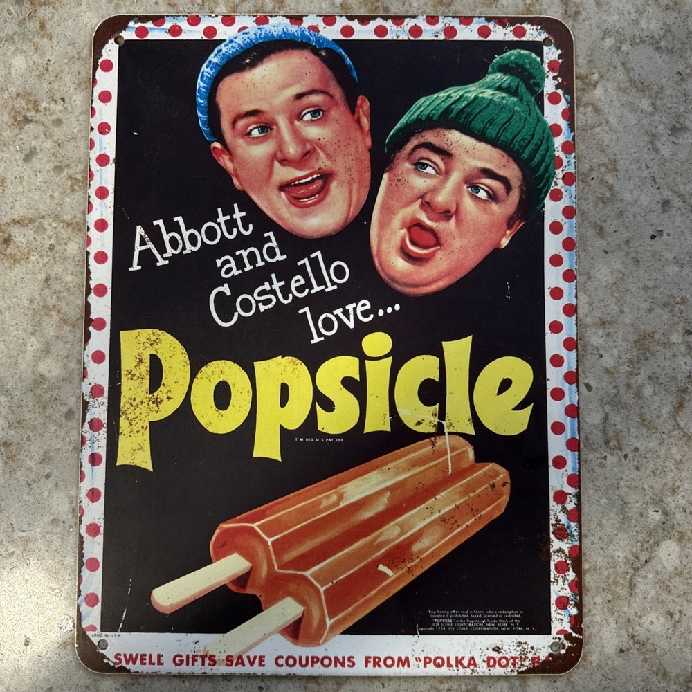 Abbott And Costello Love Popsicle Sign 12x9